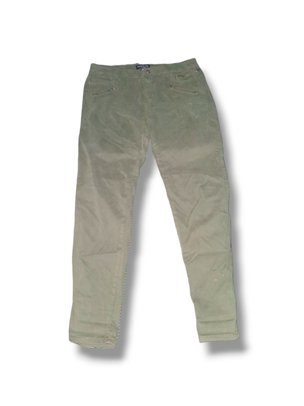 Kenneth Cole New York Jess Skinny Olive Army Green Moto Zipper Cargo Pants